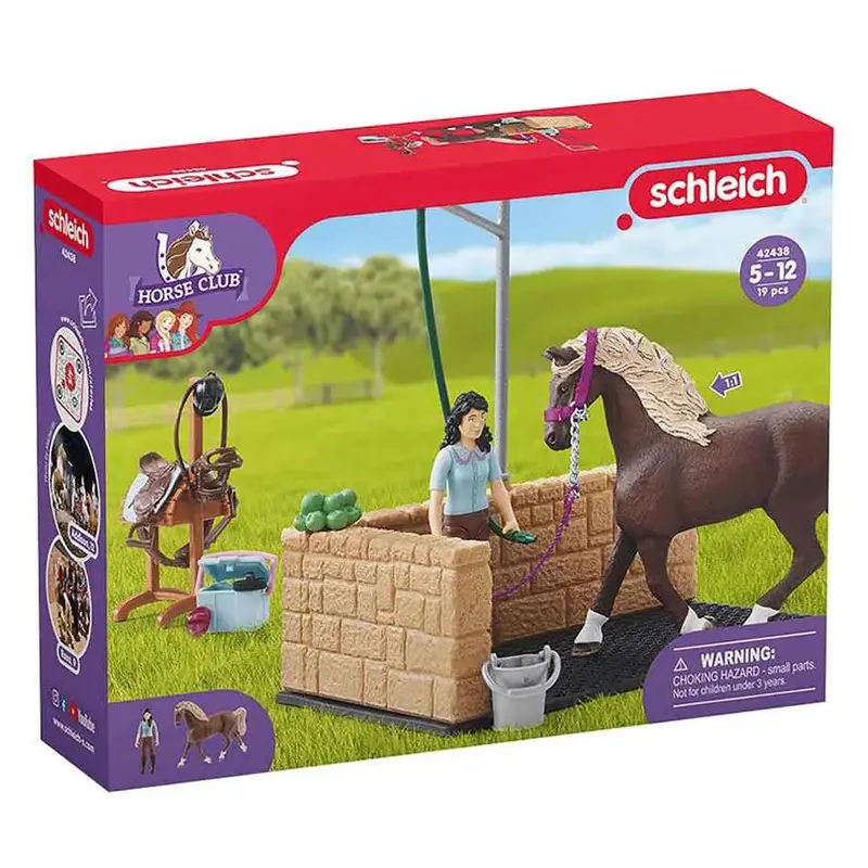 Schleich Horse Club Washing Area Playset – Includes Emily, Lun, And Horse Figures 1