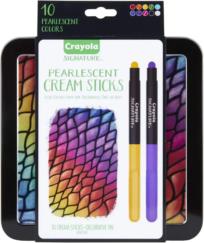 Signature Pearlescent Cream Sticks – 10 Shimmering Art Markers (Crayola) 1