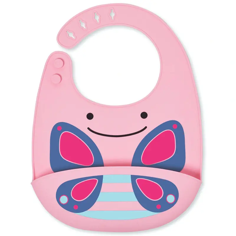 Skip Hop Zoo Fold & Go Silicone Baby Bib – Butterfly Design 1