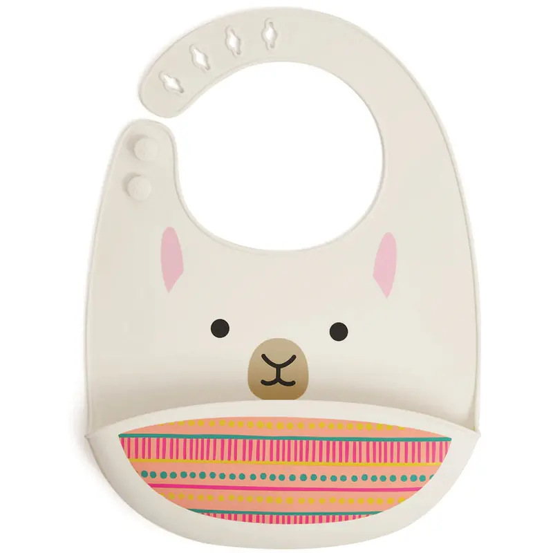Skip Hop Zoo Fold & Go Silicone Baby Bib – Llama Print 1