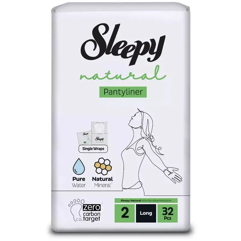 Sleepy Daily Disposable Panty Liners – Extended Length, 32 Pieces 1
