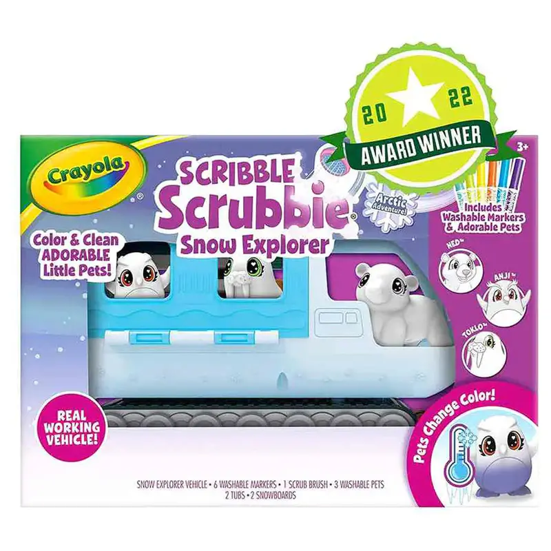 Snow Explorer Pets With Vehicle – Scribble Scrubbie Winter-Themed Playset (Crayola) 1
