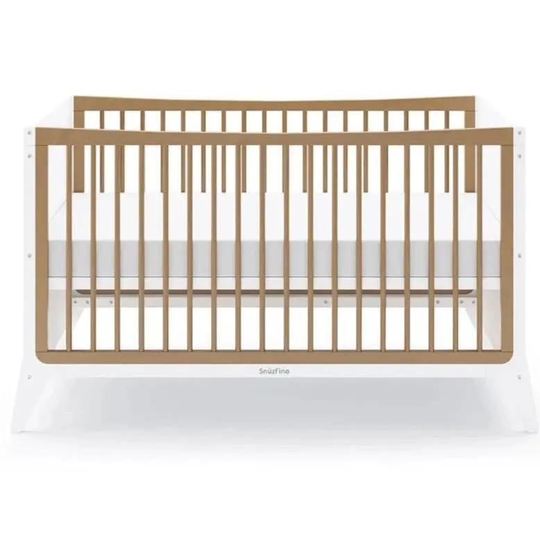 Snuzfino Convertible Cot Bed – White Natural Finish With Toddler Rail Included 1
