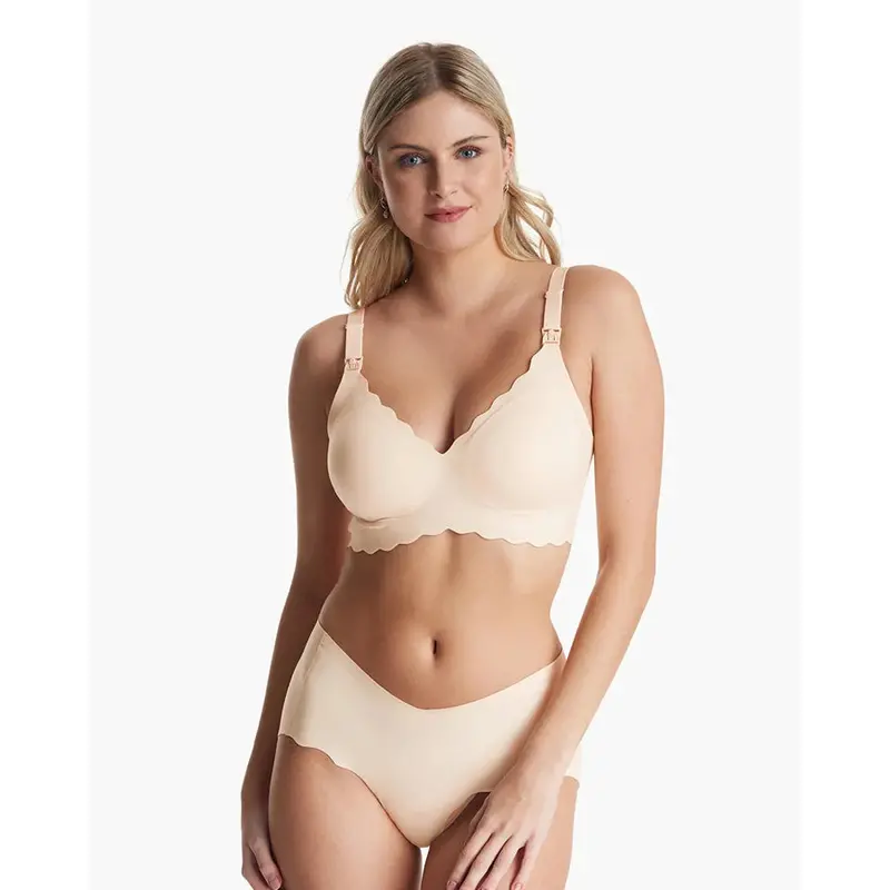 Soft Cream Floral Seamless Nursing Bra – Momcozy 1