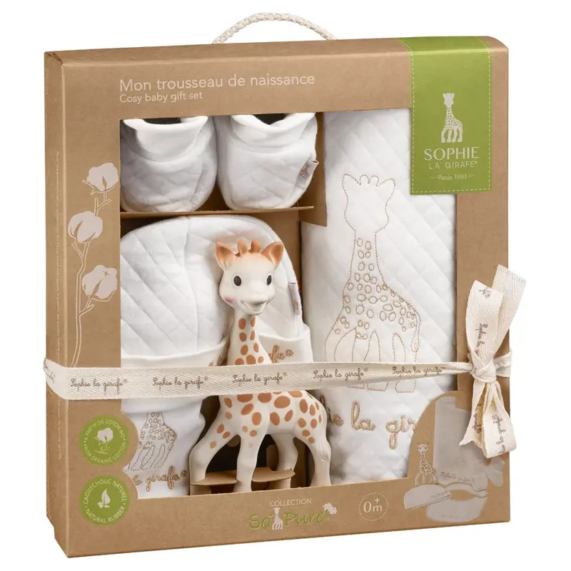 Sophie La Girafe My Birth Outfit Set – Elegant 5-Piece White Ensemble 1