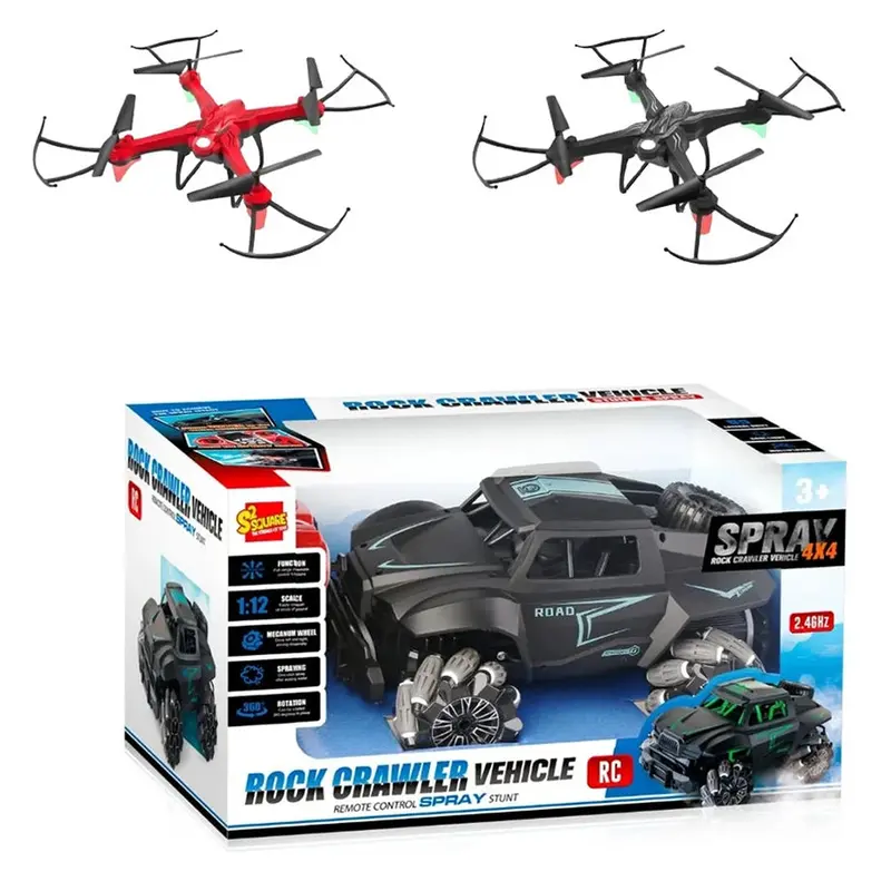 Ssquare 2.4 Ghz Stunt Drone & Spray Car Combo – Exciting Stem Toy For Ages 8+ 1