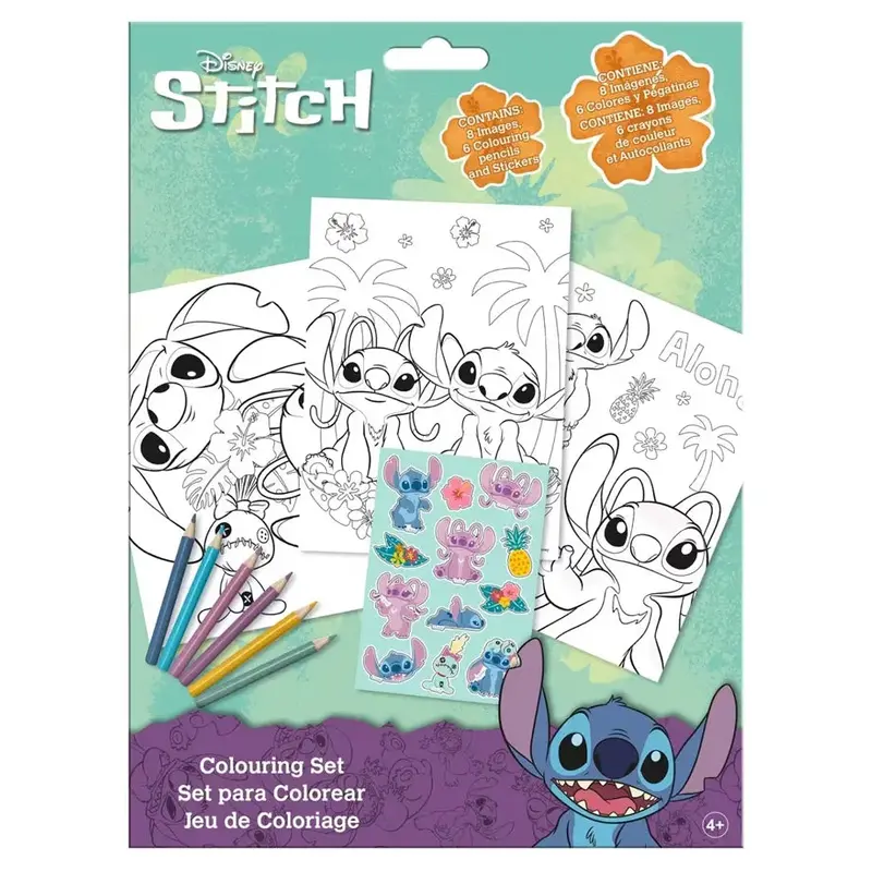 Stitch-Themed Coloring Book With Assorted Pencils 1