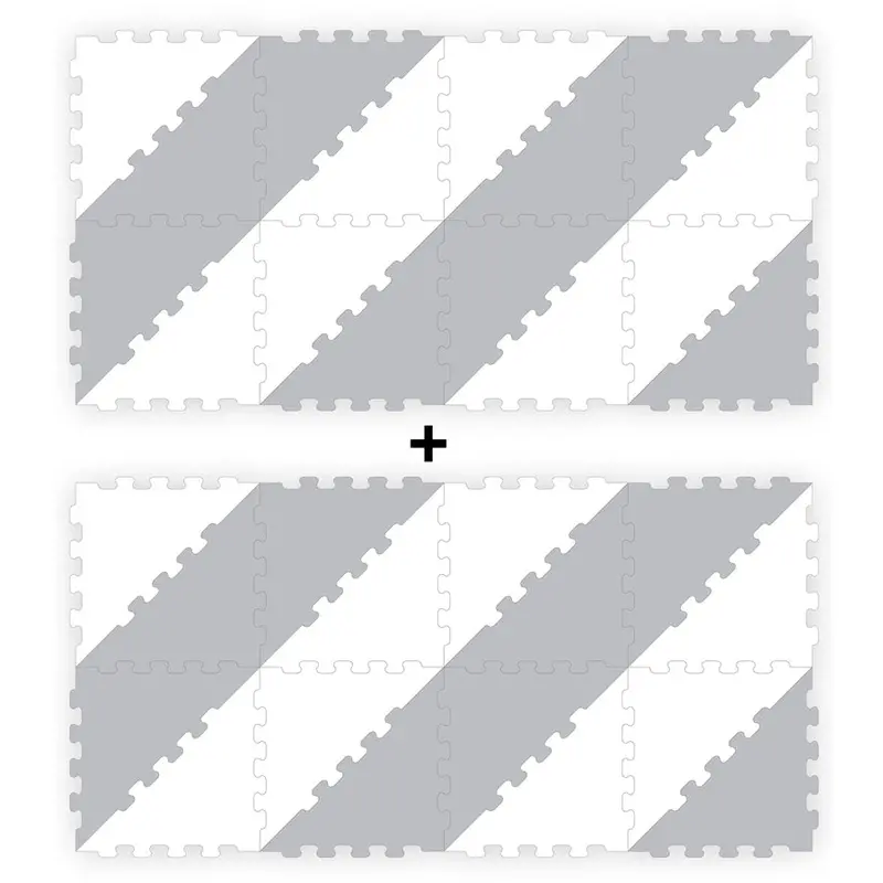 Sunta Grey-And-White Triangular Floor Puzzle Mat – 32-Piece 1