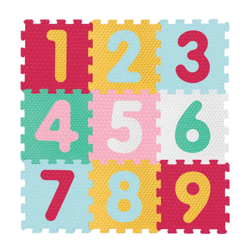 Sunta Mix Sensory Puzzle Mat – Textured Number Tiles (9-Piece Set) 1