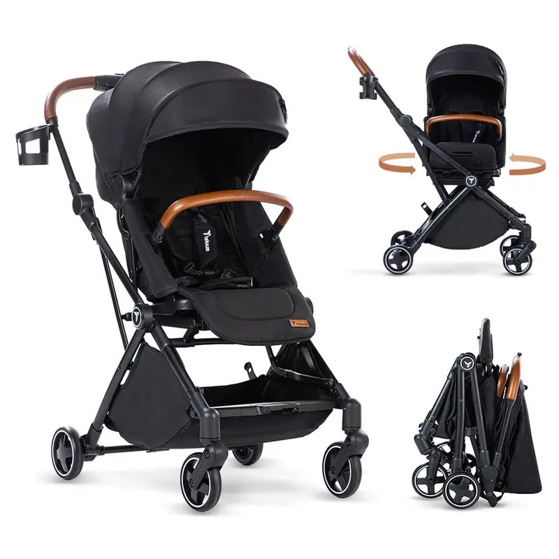Teknum Compacto Auto-Fold 360° Reversible Stroller In Black 1