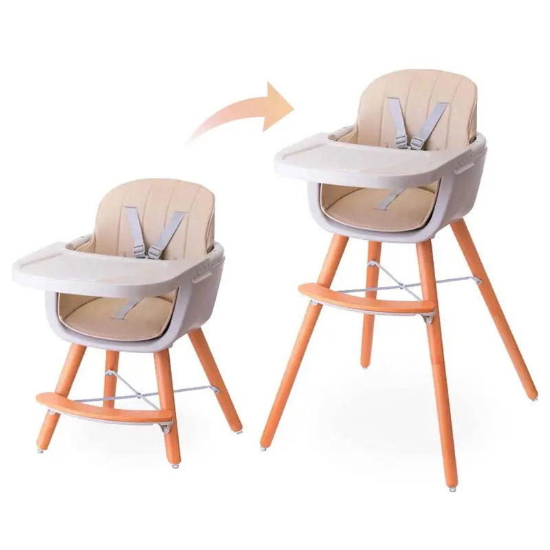 Teknum Premium Dual Height Wooden High Chair (Ivory) 1