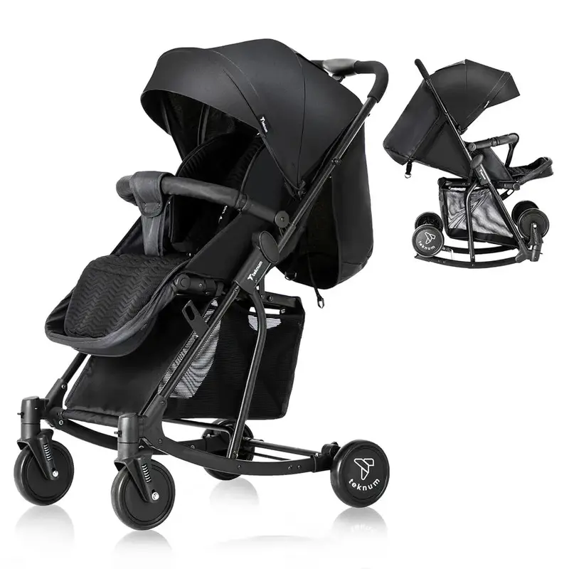 Teknum Rocker-Enabled Stroller – Black Lightweight Design 1