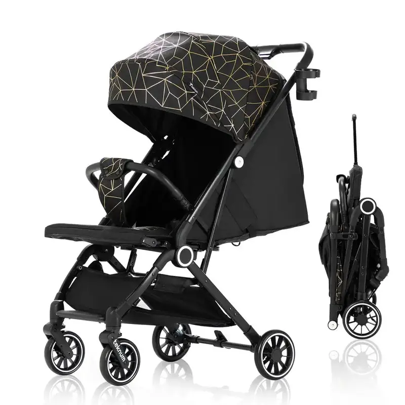 Teknum Travelzen Lightweight Stroller In Black-Gold Finish 1