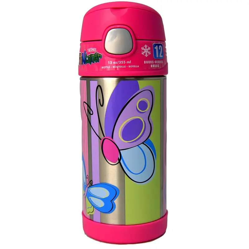 Thermos Funtainer Insulated Stainless Steel Water Bottle – Butterfly Design, 355Ml 1