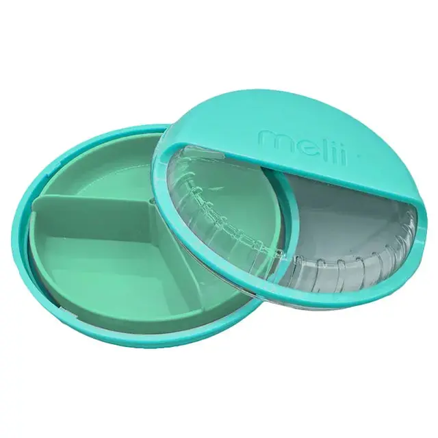 Turquoise 3-Compartment Spin Snack Container – Melii Portion-Control Kids Jar 1