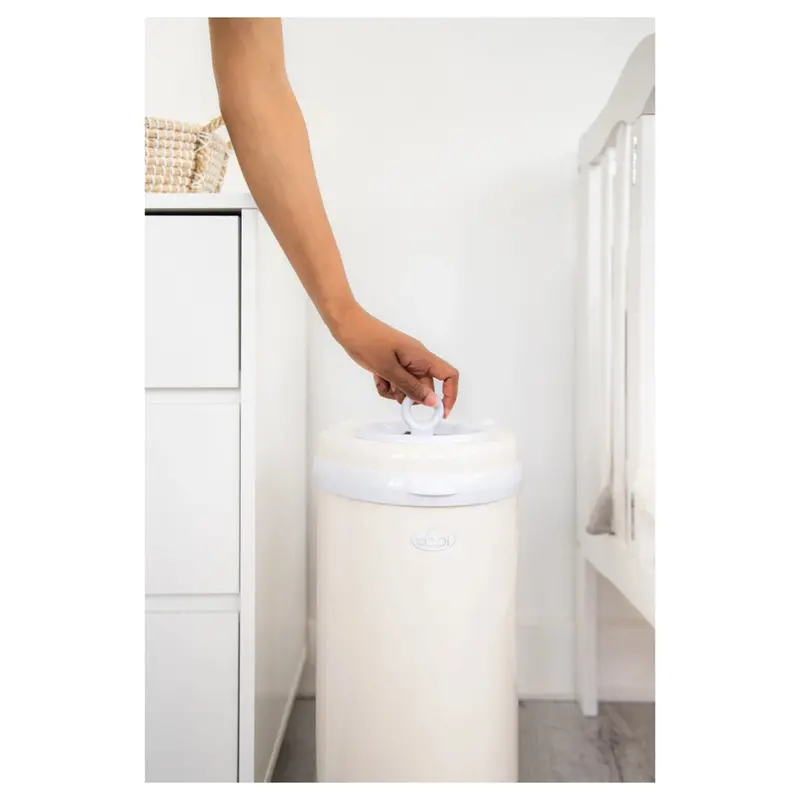 Ubbi Ivory Diaper Pail With Hands-Free Lid 1
