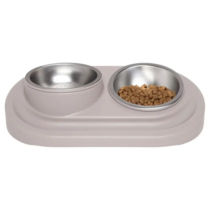 Ubbi Pet Feeding Bowl In Taupe 1