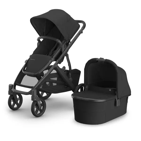 Uppababy Vista V3 Stroller – Jake Edition, Charcoal Finish, Carbon Frame, Black Leather Accents 1