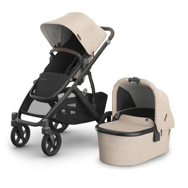 Uppababy Vista V3 Stroller – Liam Edition, Oat Mélange Finish, Carbon Frame, Chestnut Leather Accents 1
