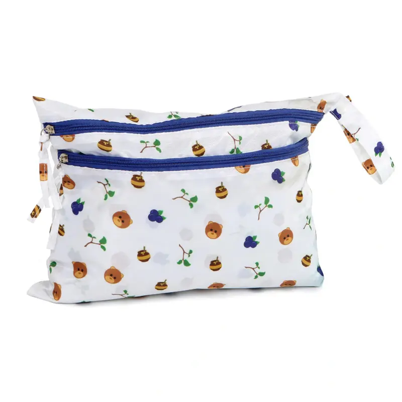 White & Navy Bear Waterproof Wet Bag – Melii Multi-Use Travel Tote 1
