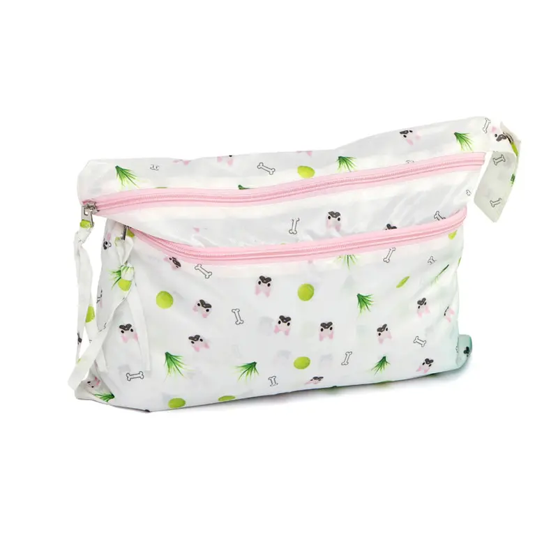White & Pink Bulldog Waterproof Wet Bag – Melii Versatile Carryall 1