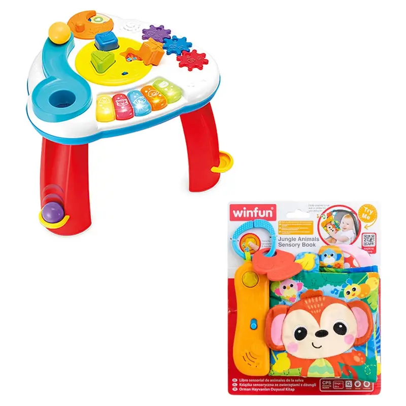 Winfun Shapes And Sounds Activity Table And Jungle-Themed Sensory Book 1