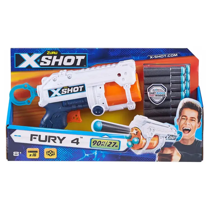 Zuru X-Shot Excel Fury 4-Dart Blaster With 16 Foam Darts 1