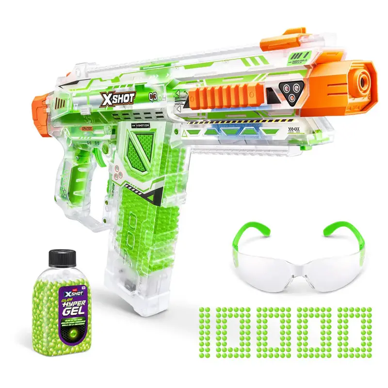 Zuru X-Shot Glow Hyper Gel Nightstrike Motorized Blaster Set With 5,000 Pellets & Safety Goggles 1