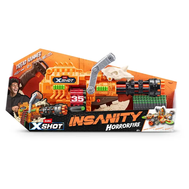 Zuru X-Shot Insanity Horrorfire Dread Hammer Blaster + 35 Darts 1