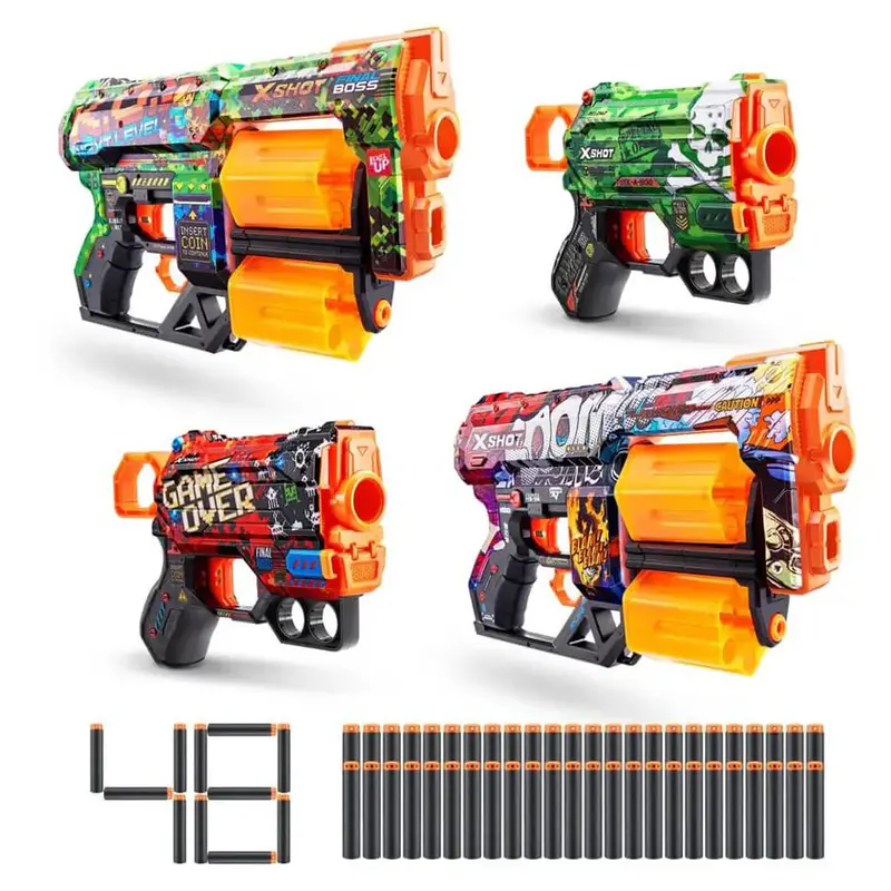 Zuru X-Shot Skins Dread & Menace Dart Blaster Bundle (4-Piece) 1
