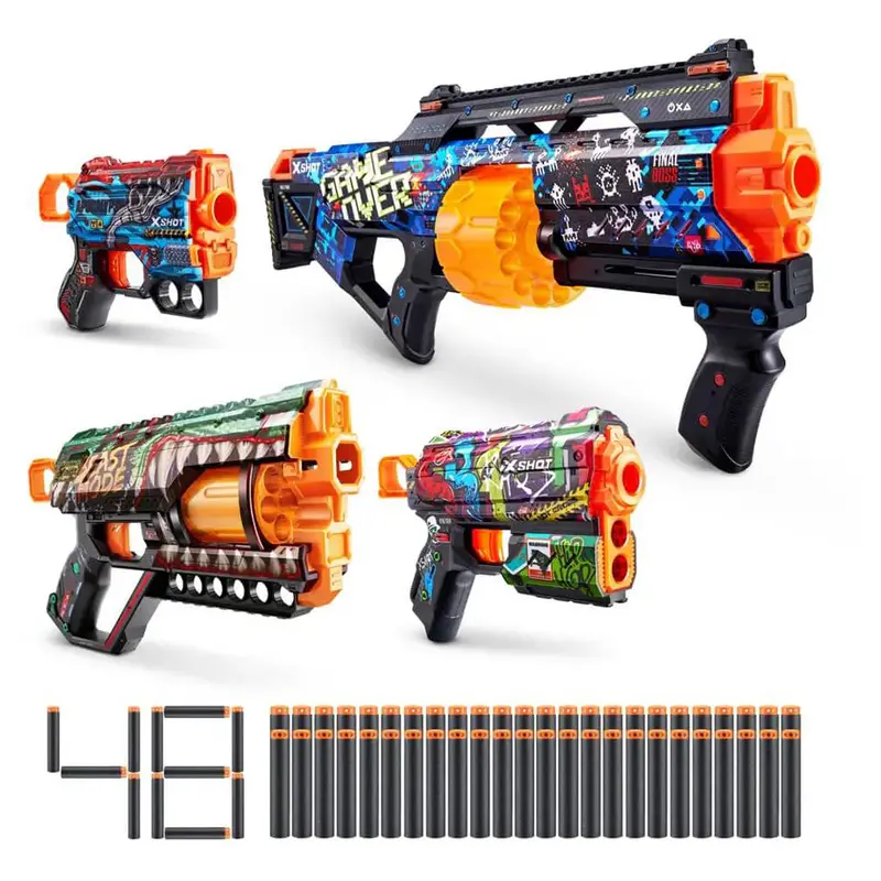 Zuru X-Shot Skins Themed Dart Blaster Bundle: Last Stand, Griefer, Flux & Menace 1